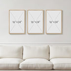 Framed Abstract Sage Green 3 Piece Wall Art for Living Room, Modern Neutral Waves Botanical Canvas Artwork for Walls, Minimalist Wabi Sabi Rustic Nature Print Wall Decor for Bedroom Office, 16x24 Inch