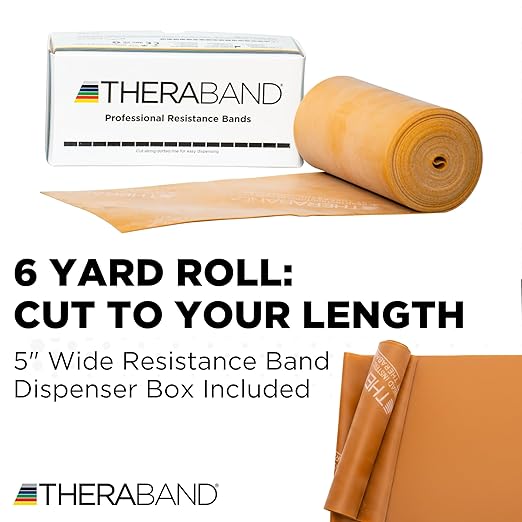 THERABAND Resistance Bands 6 Yard Roll, Gold, Max, Latex Band for Strength Training, Upper & Lower Body Exercise, Physical Therapy, Core Workouts, Rehab & Home Fitness