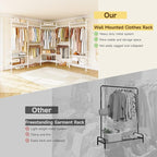 U5 Wall Mounted Closet System, Industrial Pipe Clothing Rack Garment Racks for Hanging Clothes, Heavy Duty Closet Organizers System in Wardrobe Closet, White
