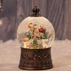Snow Globe Christmas with Elk, Lighted Christmas Snow Globes with Timer, Swirling Musical Glittering Snowglobe Lantern for Decorations(SnowTrain Elk)