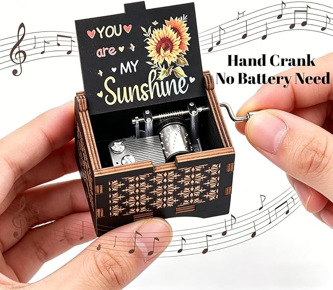 Dream Loom You are My Sunshine Music Box, Hand-Cranked Vintage Engraved Mini Color Musical Box Gift for Women Girl Birthday/Christmas/Valentines Day/Thanksgiving/Mother's Day