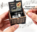 Dream Loom You are My Sunshine Music Box, Hand-Cranked Vintage Engraved Mini Color Musical Box Gift for Women Girl Birthday/Christmas/Valentines Day/Thanksgiving/Mother's Day
