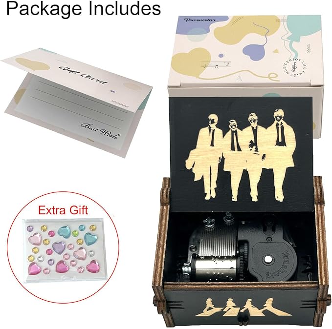 Pursuestar TheBeatles Let It Be Wind Up Music Box, Vintage Engraved Wood Mechanism Musical Gifts for Mother's Day Valentine's Day Christmas Thanksgiving