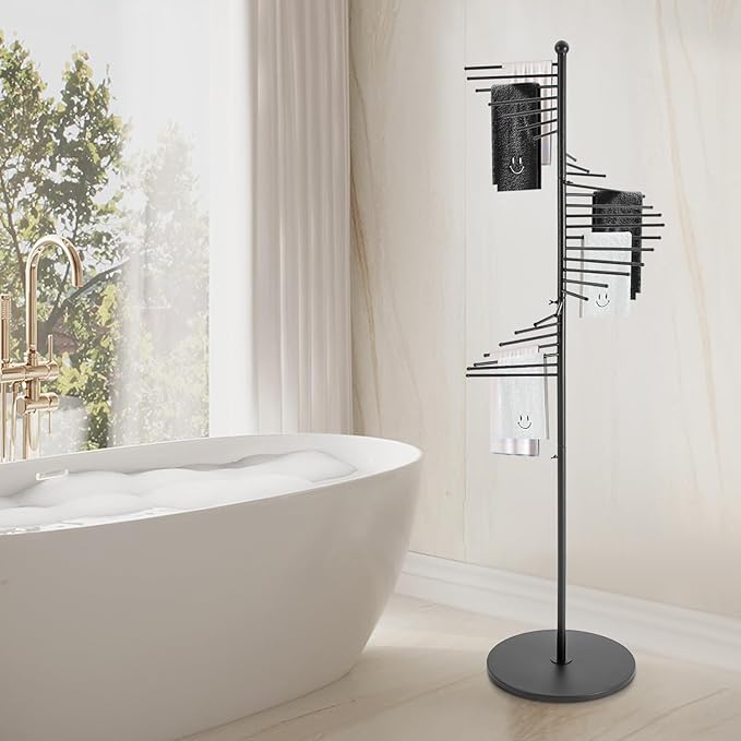 Floor Standing Scarves Organizer Scarf Stand Floor Standing Scarf Rack Scarf Hanger Floor Scarves Display Stand Freestanding 31.5Inch (black)