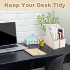 AmazingSpark 5 Pack Magazine File Holder Office Desk Storage Holder Set Vertical Desk Cardboard Organizer for Office Home Classroom Organize Your File Magazines Paperwork Books or Binders (Beige)