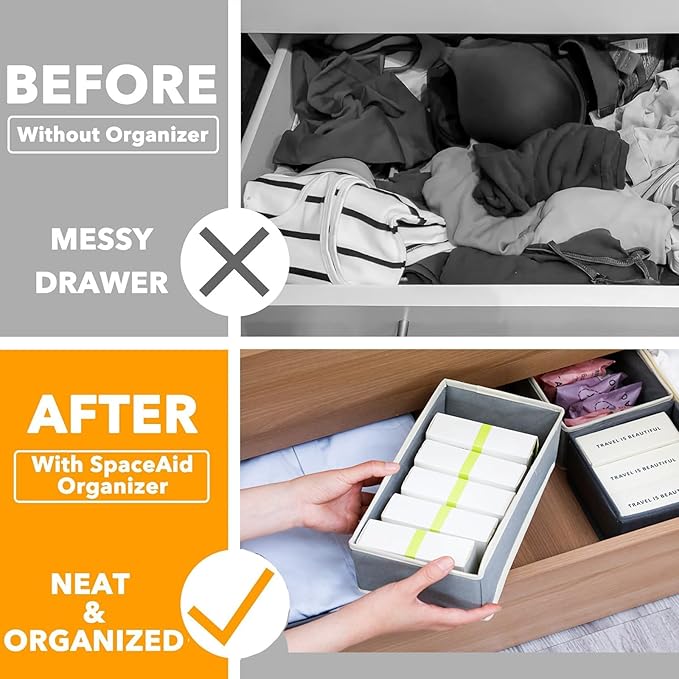 8-Pack Drawer Organizer Clothes | Dresser Organizer Bins for Nursery & Closet Storage | Ideal for Clothing, Baby Clothes, Underwear & Socks