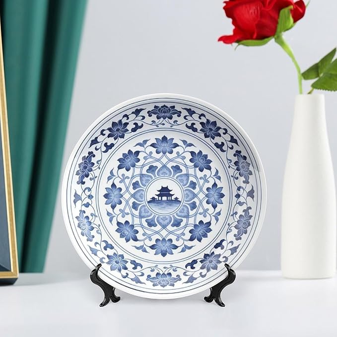 Chinese Style Blue And White Pattern-Q9 Bone China Decorative Plate, 8inch Wall Art Home Decor