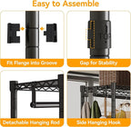 Rolling Clothing Rack for Hanging Clothes Heavy Duty Garment Rack with Wheels Metal Adjustable Shelves & Double Hanging Rods H2 Portable Closet for Bedroom, Black Coat Rack