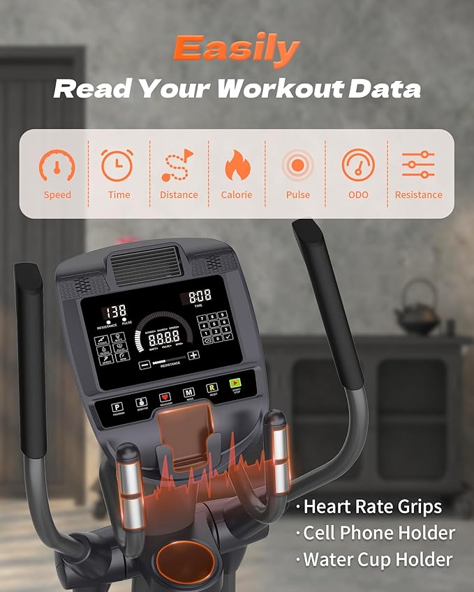 GYMOST Elliptical Machine, Elliptical Exercise Machine for Home with Hyper-Quiet Magnetic Drive System, Elliptical Trainer with 32 Resistance Levels, Large LED Monitor