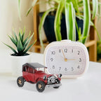Vintage Metal Classic Car Model, Retro Automobile Figurine, Red Antique Vehicle Ornaments Rustic Decor for Office Shelf Display