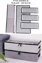 AARAINBOW 2 Packs Foldable Under Bed Shoes Organizer with Lids, Underbed Clothes Storage Container with Divider, UnderBed Storage Bins Box with Clear Window (Gray+Coffee)