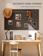 Fluxynara Large Bulletin Board, 59" x 35.4" Cork Board Alternative with 24 Safe Removable Adhesive Tabs, Foldable Felt Pin Board for Home Office, Classroom, Bedroom,Entryway for Walls—Black