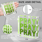 Ideal Christian Gifts for Women - Pray On It,Pray Over It - Bible Verse Desk Art, Inspirational Decor, Green Dorm Room Decor for Women, Desk Decorations for Office, 4 x 4 inches（Green）