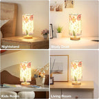 Fenmzee Floral Table Lamp for Bedroom - Inline Control, Small Bedside Lamp with 3000K A15 LED Blub, Easy Assembly (Floral White Shade, 9" Inline Control)