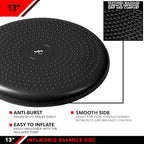 JFIT Inflatable Balance and Stability Disc, Black, 13-Inch
