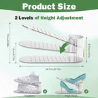 Adjustable Slot Organizer for Pairs of Shoes, Space Saver, Double Deck Riser Rack, Closet Organizer (Clear, 20 Pack)