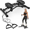 Ski Balancing Machine with Resistance Bands, Slide Steppers Full Body Cardio Workout Equipment, Twister Balance Board Equipped with LCD Monitor, 330LBS Capacity