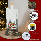 Wondise Rechargeable Musical Snow Globe Lantern with 6H Timer, Battery Operated USB Powered Lighted Snow Globe Lamp Spinning Water Swirling Glitters Holiday Decor Snowman