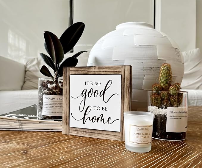 Inspirational Wood Signs - Home Quote Decor for Front Door & Entryway, Farmhouse Decor, Housewarming Gift, 'It's So Good To Be Home'