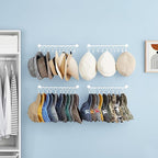 Viklluyr Hat Wall Rack Cap Organizer: Baseball Hat Racks Display Holder with 20 Hooks Modern Metal White Hats Storage Wall Mounted Caps Hanger Set of 2 for Closet Door Bedroom Entryway Laundry