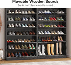Tribesigns 2PCS Shoe Cabinet, 9 Tiers 40-45 Pairs Heavy Duty Wood Freestanding Shoe Storage Cabinet, 70.8'' Tall Shoe Cabinet with Open Storage for Entryway (Black)