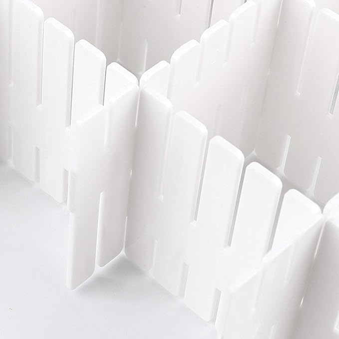 ZOENHOU 60 PCS 12.6 x 2.76 Inch White Drawer Dividers, Adjustable Premium Plastic Drawer Divider Organizers for Makeup Drawers Desktop Kitchen Drawer Organizers and Storage