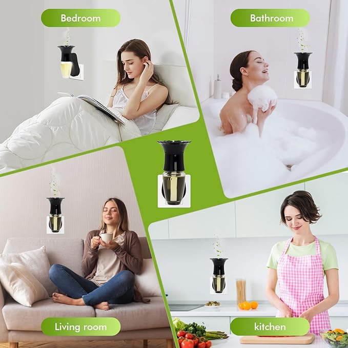 Wall Fragrance Plug in Air Freshener- Plug in Diffuser with Night Light Compatible with Bath and Body Works Wallflowers Refill, ETL Certified Rotatable Plug, Scent Control Plug for Home Office (4PCS)