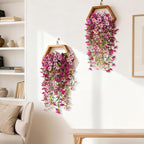 Fake Artificial Flowers for Outdoors, 4 Pcs Faux Hanging Pansy Flowers Spring Summer Decor, UV Resistant Fake Plants Silk Flower for Planter Front Door Porch Patio Yard Garden(Gradient Double Pink)