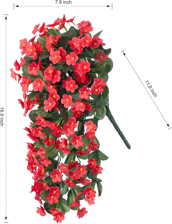 HyeFlora Artificial Fake Hanging Plants Flowers for Outdoor Outside Spring Decoration, 2 PCS Faux Silk Daisy Red Orchid Vines UV Resistant Realistic for Home Indoor Porch Patio Balcony