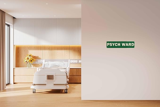 Vintage Style Metal Sign for Psych Ward 4x16 in Funny & Quirky Decor for Home Yard Garage Porch & Farmhouse