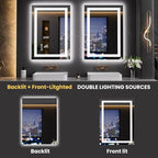 LOAAO 20"x28" LED Mirror for Bathroom, Lighted Bathroom Mirror with Lights, Anti-Fog, Dimmable, Memory Function, Clear Reflection