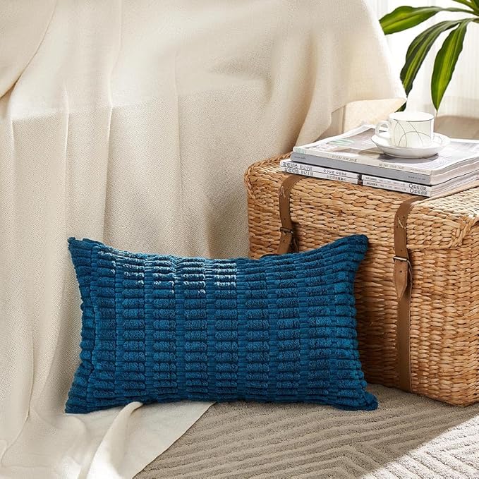 Fancy Homi 4 Packs Decorative Throw Pillow Covers for Living Room Couch Bed, Modern Farmhouse Boho Home Décor Accent Cushion Case, 20" x 12", Teal