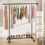 Abiglifty Clothes Rack for Hanging Clothes, Clothing Rack with Wheels, Portable Closet for Laundry, Room (Black)