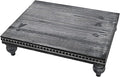 SwallowLiving Farmhouse Wood Riser for Display Decorative, Rustic Shabby Chic Tray for Kitchen Counter, Coffee Bar Table, Dining Room, Wooden Rectangle Beaded Pedestal Stand for Food, Black