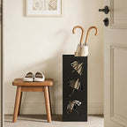 Metal Umbrella Holder, Square Stand for Entryway and Home Decor, 6.3" x 6.3" x 16.5" in Black, Sturdy Rack for Walking Canes and Umbrellas