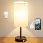 Dicoool Tall Touch Bedside Table Lamp with USB - 3 Way Dimmable Black Lamps for Bedroom Nightstand, Desk Lamp with Black Charging Station for Dorm, Office, Kids Room