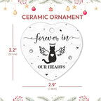 Hyturtle Cat Memorial Heart Ornament - Ceramic Pet Loss Keepsake with Angel Wings - Forever in Our Hearts Remembrance Christmas Ornament for Cat Lovers - 3 Inch Ceramic Hanging Gift Memorial 7