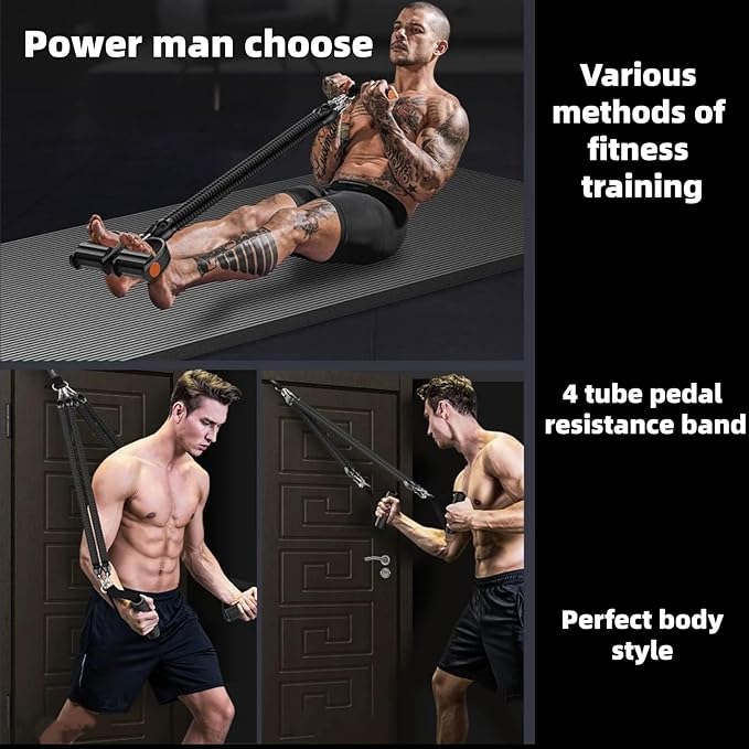 Resistance Bands for Exercise,6-Tube Elastic Yoga Pedal Puller Resistance Band, Natural Latex Tension Rope Fitness Equipment, for Abdomen/Waist/Arm/Leg Stretching Slimming Training