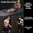 Resistance Bands for Exercise,6-Tube Elastic Yoga Pedal Puller Resistance Band, Natural Latex Tension Rope Fitness Equipment, for Abdomen/Waist/Arm/Leg Stretching Slimming Training