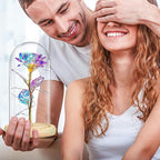 Valentines Day Rose Gifts for Her,Birthday Gifts for Women,Valentines Flowers Gifts for Women,Valentine's Day Roses Gifts for Mom Girlfriend Wife,Colorful Rose In A Glass Dome Gifts for Valentine Day