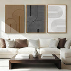 BINCUE Abstract Neutral Canvas Paintings Framed Modern Wall Art Neutral Geometric Wall Decor Modern Abstract Artwork Black and White Wall Painting Brown Pictures for Bedroom Living Room Office 16x24 Inch Set of 3