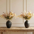 Black Vase for Home Decor - Tall Ella Flower Vase for Centerpieces, Table & Mantel Decorations - Large Round Iron Vase 9 Inch - Matte Black Vases for Flowers & Pampas Grass