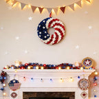 Idyllic 20 Inch Patriotic Wreath, PE Roses with Metal Stars, Suitable for Front Door, Wall, Home Decoration & Memorial Day, 4th of July Decorations