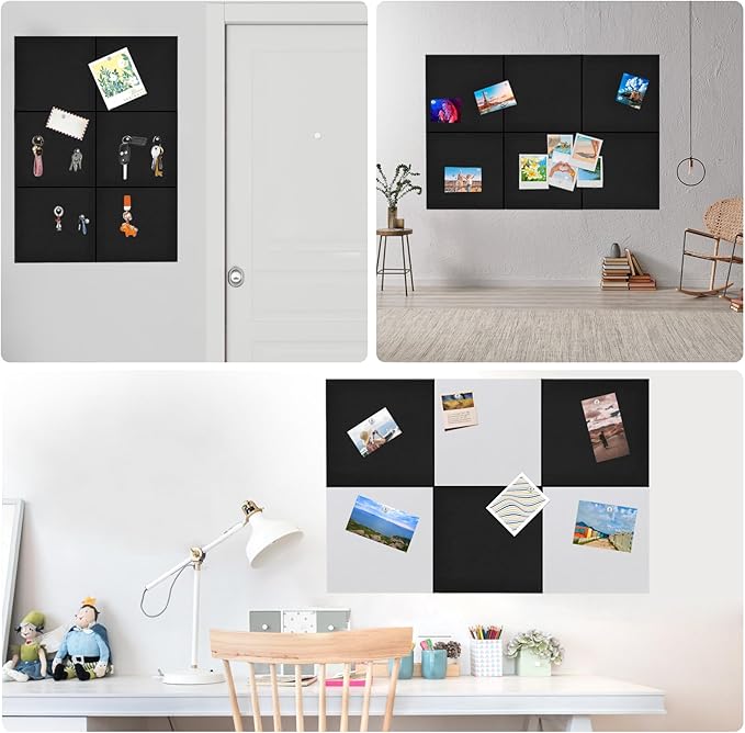 Bulletin Board, 6 Pcs Large Cork Board for Wall 36" x 24", Felt Pin Board Tiles with 40 Pushpins, CorkBoards for Office Home Decor