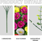 Fake Artificial Hanging Flowers for Outdoor, 8 PCS Silk Morning Glory Faux Flowers with Eucalyptus Leaves,Realistic Hanging Plants for Wedding Home Office Garden Decor