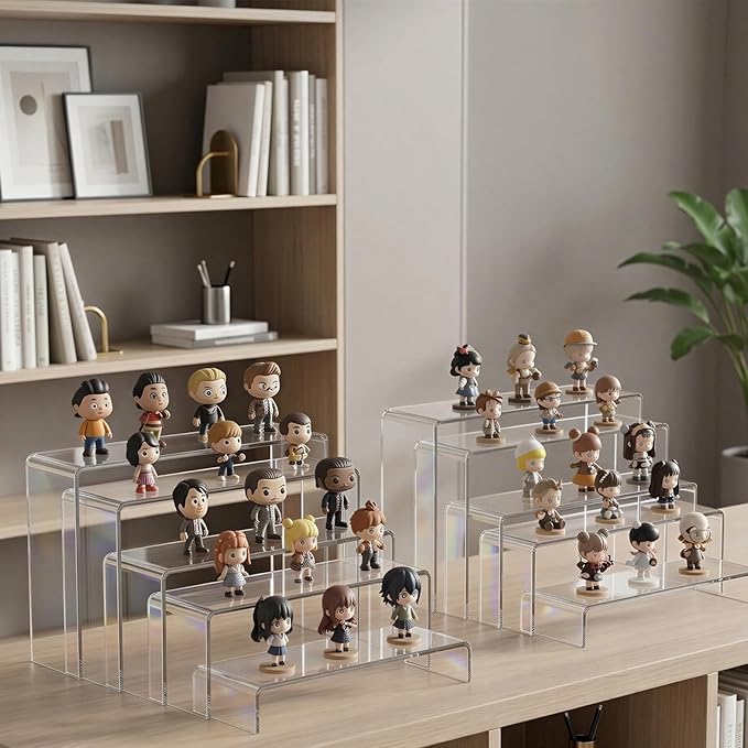 Fixwal 10pcs 2 Set Acrylic Risers for Display Clear Perfume Organizer Stands Acrylic Display Risers for Show Figures, Cupcake, Jewelry, Toys, Perfume and More (Large Size)