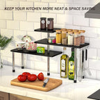 ZHWS Bathroom Counter Organizer Corner Shelf – Bathroom Organization Bamboo 3 Tier Spice Rack Makeup Organizer Bookshelf Space Saving Rack Kitchen Office Living Room, Black