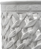 Red Lantern 20" Bamboo Lattice White Porcelain Umbrella Stand