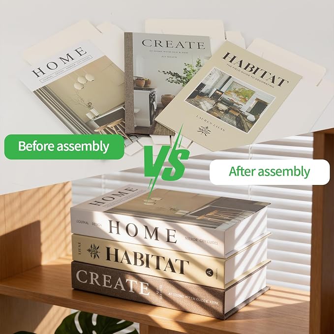 3 PCS Faux Decorative Books for Home Decor-Coffee Table Books Decor-Aesthetic Fake/Faux Books for Decoration,libros Decoration for Coffee Table, Shelf Accessories (3-Home Create Habitat)