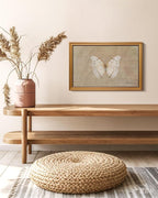 VIYYIEA Vintage Gold Framed Wall Art for Living Room, White Butterfly Canvas Prints Home Decor, Oil Painting Picture, Bedroom Wall Decor Gifts for Friends or Family -【Morpho polyphemus】-(24L x 16W)